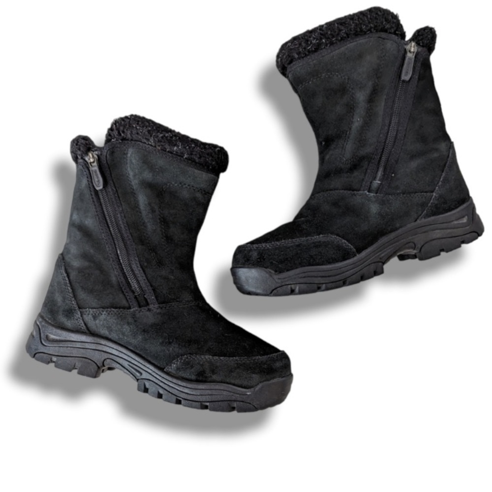 Sorel Suede Waterfall Winter Snow Boots 7 Black Onyx Insulated Boot Leather